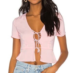 Super down pink tie top